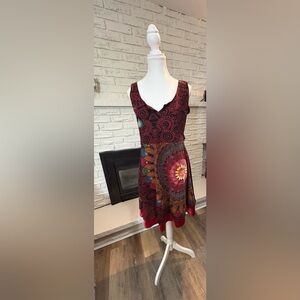 Desigual Artistic Red and Black Midi Dress